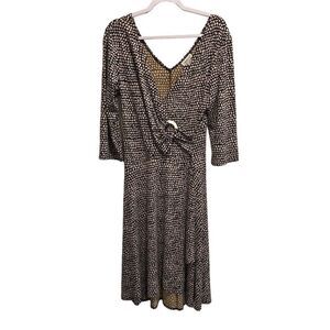 Coldwater Creek Women's Wrap Dress Size 14 Polka Dot V-Neck